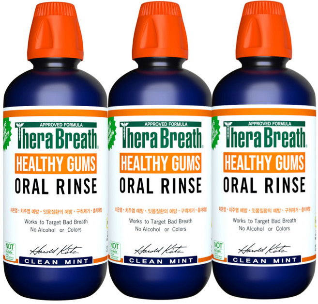 테라브레스 헬시검스 오랄린스 구강청결제 클린민트, 473ml, 3개