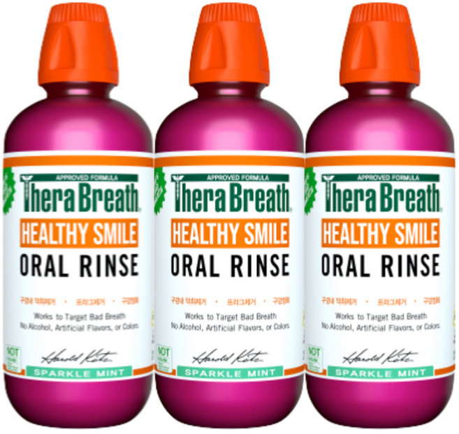 테라브레스 헬시스마일 오랄린스 구강청결제 스파클민트향, 473ml, 3개