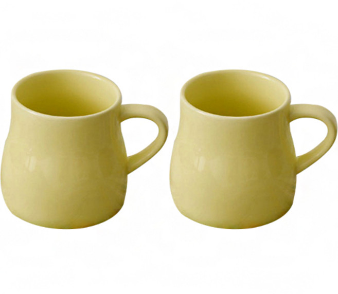 에라토 르네 커피 머그 컵 400ml, 옐로우, 2개