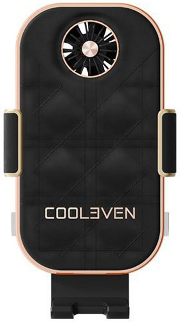 커스텀플라스틱 쿨레븐 차량용 무선충전 거치대 에어쿨링, 블랙 골드, KP-MWK-01