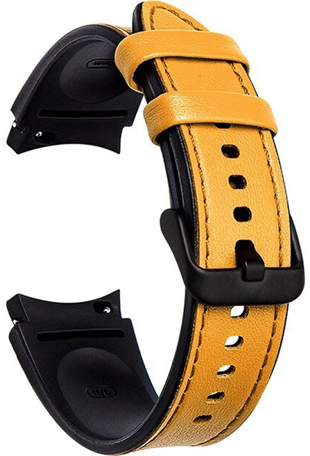 스냅케이스 호환 가죽 실리콘 스트랩, 머스타드 - 쿠팡