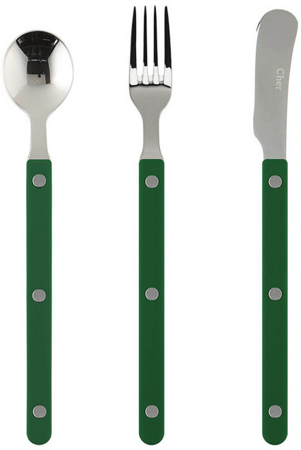 메종오브제 파르베 1인 디저트 3종 세트, 그린, 티스푼 + 티포크 + 버터나이프, 1세트