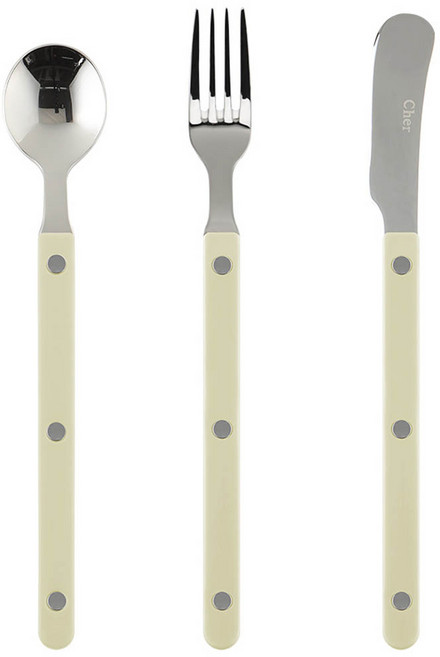 메종오브제 파르베 1인 디저트 3종 세트, 라이트카키, 티스푼 + 티포크 + 버터나이프, 1세트