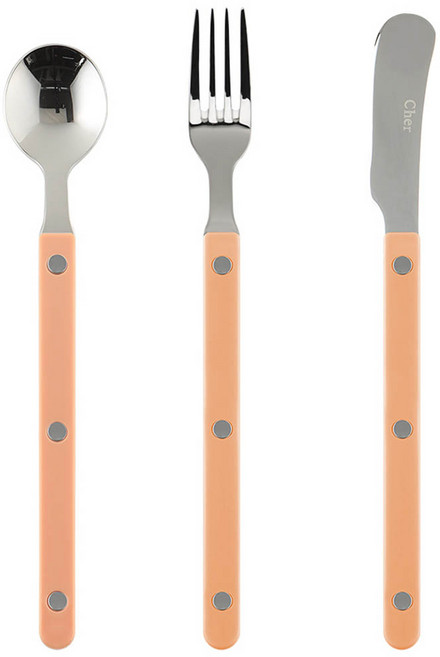 메종오브제 파르베 1인 디저트 3종 세트, 누드핑크, 티스푼 + 티포크 + 버터나이프, 1세트