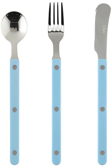 메종오브제 파르베 1인 디저트 3종 세트, 파스텔블루, 티스푼 + 티포크 + 버터나이프, 1세트