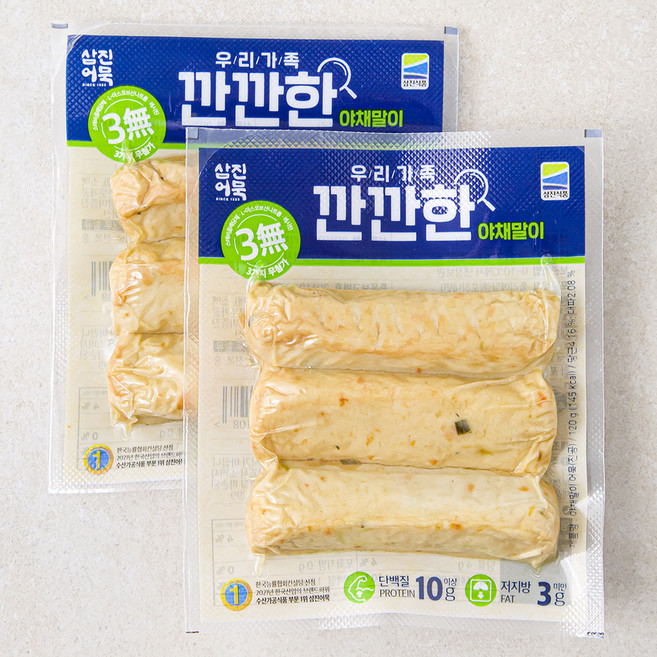 삼진어묵 깐깐한 야채말이 어묵 3p, 120g, 2개