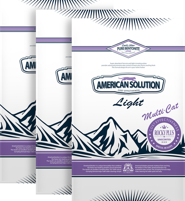 아메리칸솔루션 라이트 로키플러스 응고형 고양이 모래, 6kg, 3개, 무향