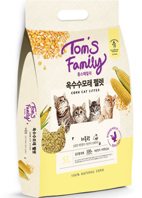톰스패밀리 옥수수 고양이 모래 펠렛, 5L, 1개, 레몬향