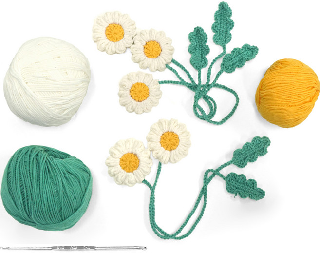 Mellow 데이지 책갈피 코바늘 키트 세트, 1세트, 혼합색상