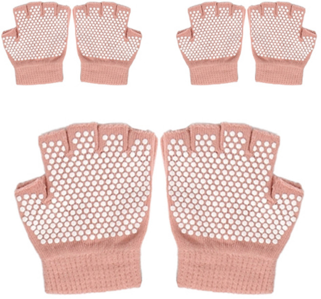 히즈플랜 논슬립 요가 장갑 좌우 세트, 핑크, 3세트
