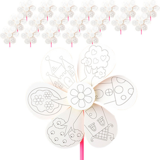 민화샵 꽃 바람개비 만들기 세트 UDOPP014, 둥근나무성, 20세트