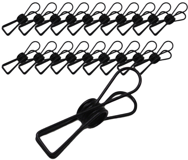 오즈니 캠핑 앵두전구 줄 고정 클립 20p 세트, 블랙, 1단, 20개