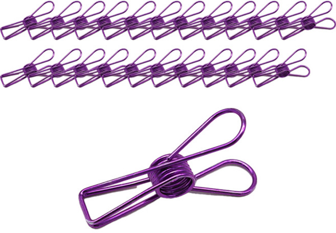 오즈니 캠핑 앵두전구 줄 고정 클립, 퍼플, 1단, 20개