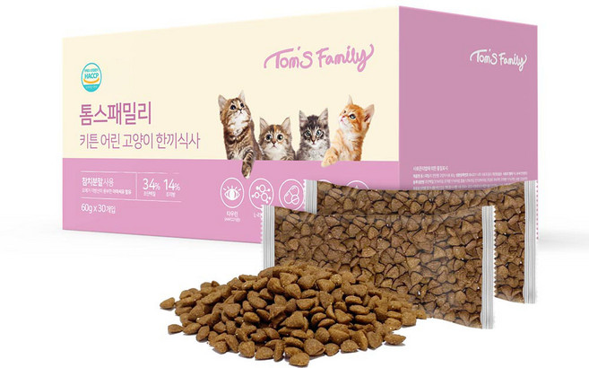 톰스패밀리 키튼 어린 고양이 한끼식사 건식사료, 참치, 1.8kg, 1개