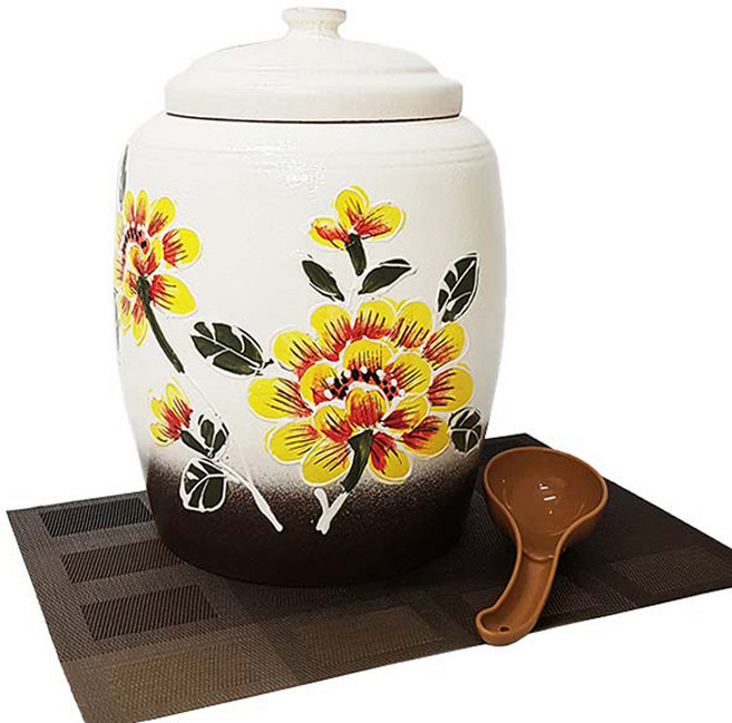 파울러스 여주 황토 쌀항아리 10kg + 쌀바가지 세트, 투톤, 1세트