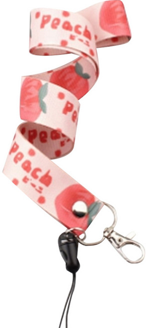 라니마켓 부드러운 촉감 비비드 칼라 핸드폰 목걸이줄 다용도 스트랩, 피치, 1개