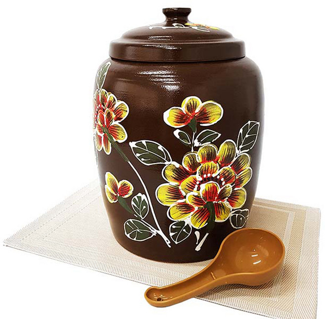 파울러스 황토 쌀항아리 + 바가지 세트 흑분청 10kg, 1개