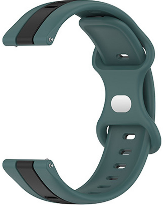 HAMATE Galaxy Watch 相容 Center Line 蝴蝶扣矽膠錶帶 20mm, 藍綠黑色