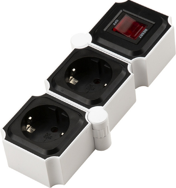 테트리스 디자인 멀티탭 2구 화이트 + 블랙, 5m, 1개