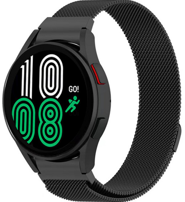 아이엠판다 갤럭시워치 날개형 메쉬 메탈 스트랩 20mm, 블랙