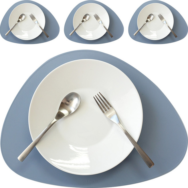 로흐야 국산 만두 실리콘 식탁매트 4p, 런던블루, 395 x 290 mm, 4개