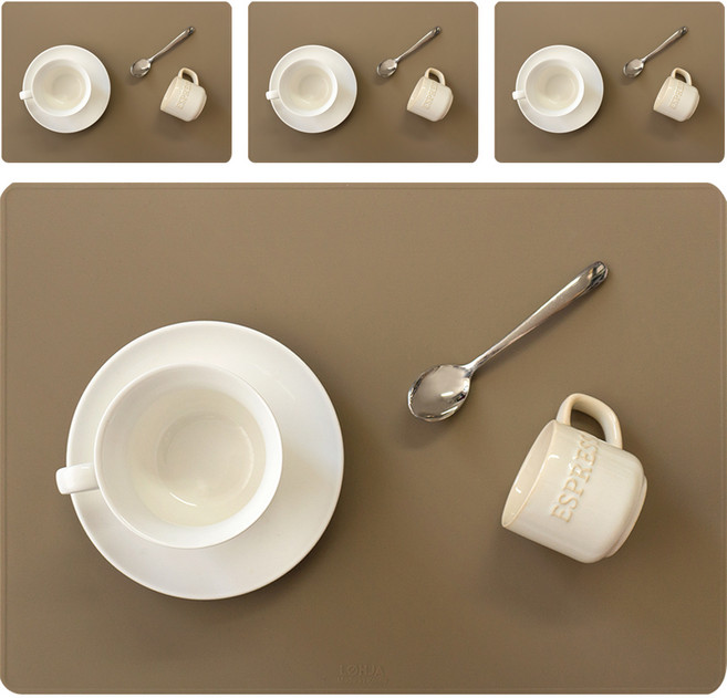 로흐야 국산 로야 스퀘어 실리콘 식탁매트 4p 대, 피넛커피, 430 x 280 mm, 4개