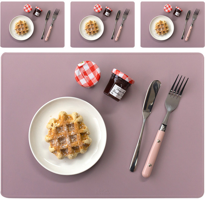 로흐야 국산 로야 스퀘어 실리콘 식탁매트 4p 중, 라벤더핑크, 380 x 270 mm, 4개