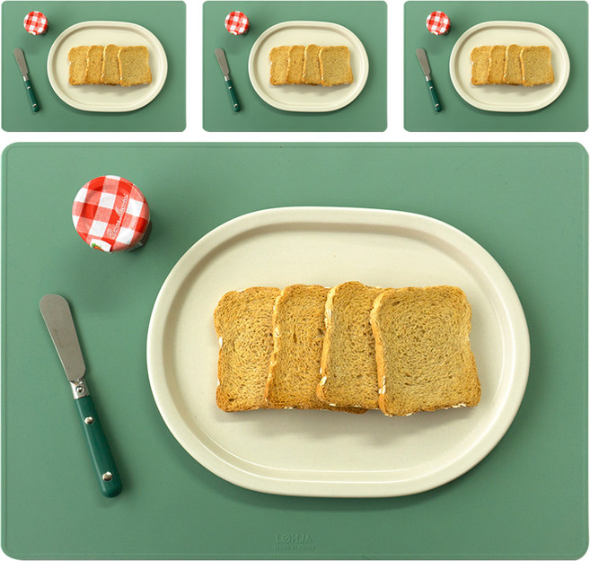 로흐야 국산 로야 스퀘어 실리콘 식탁매트 4p 대, 파우더그린, 430 x 280 mm, 4개