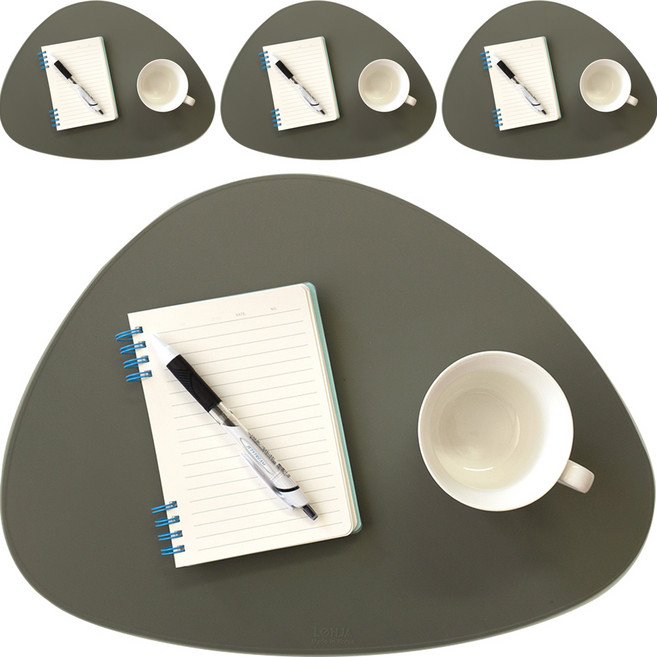 로흐야 국산 만두 실리콘 식탁매트 4p, 올리브그린, 395 x 290 mm, 4개