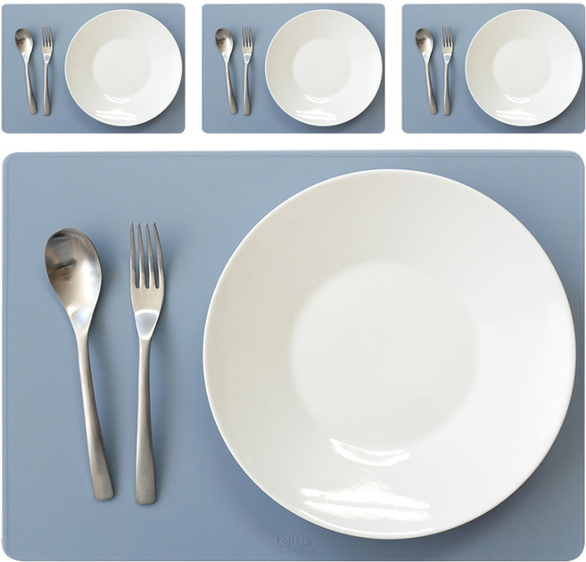 로흐야 국산 로야 스퀘어 실리콘 식탁매트 4p 중, 런던블루, 380 x 270 mm, 4개