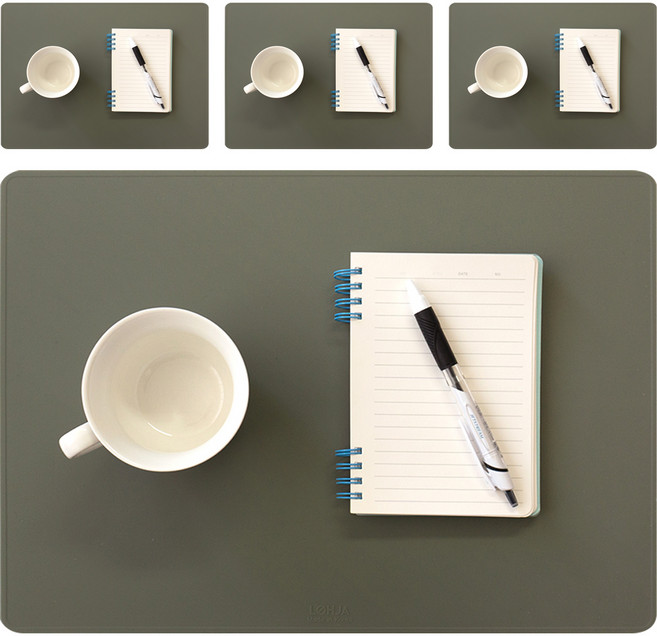 로흐야 국산 로야 스퀘어 실리콘 식탁매트 4p 중, 올리브그린, 380 x 270 mm, 4개