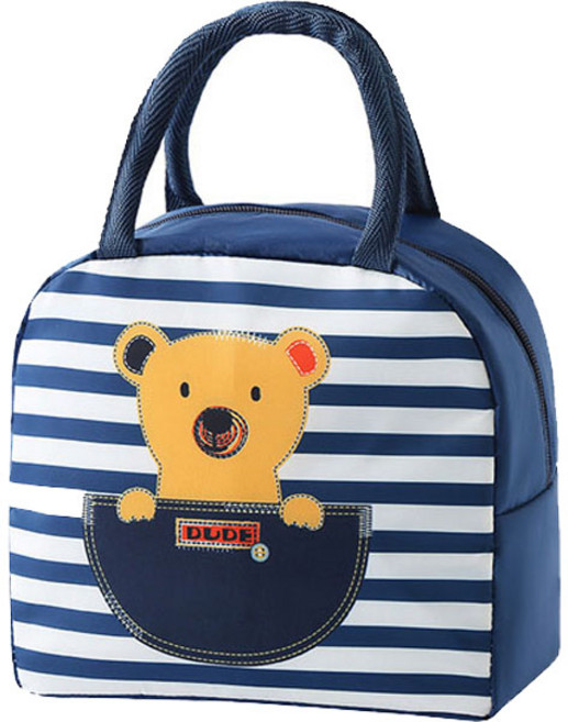 클레어라 귀여운 캐릭터 보온 보냉 도시락 가방, 네이비 곰, 1개