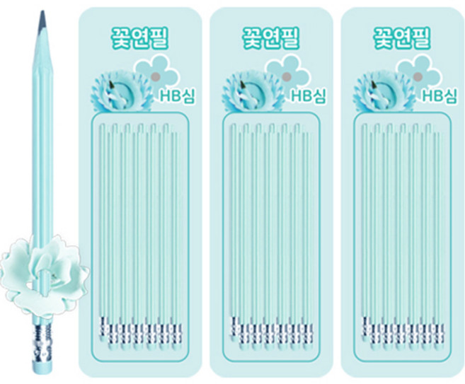 플라워 모양 그립감 좋은 연필 HB, 블루, 36개