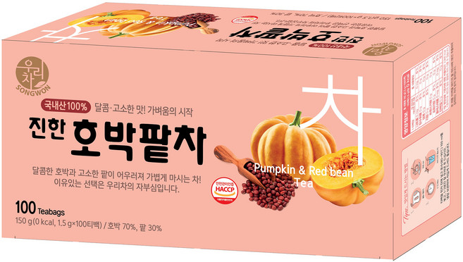 우리차 송원 진한 호박팥차, 100개입, 1개, 1.5g
