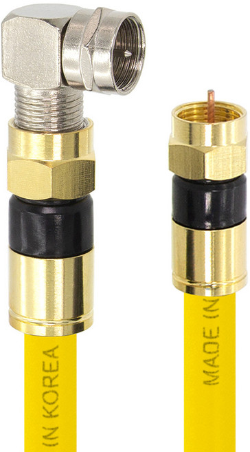 솔탑 국산 골드 고급형 RF 안테나 옐로우 꺾임 TV 동축 수제작 케이블 15M, SOLTOP-1281, 1개