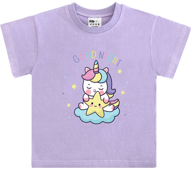 키즈크루 아동용 통기성 굿나잇 반팔 티셔츠