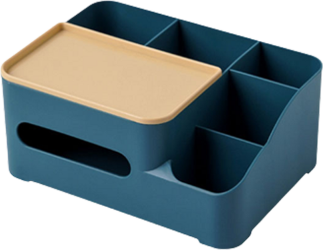 라온팩토리 다용도 대용량 수납 티슈 케이스, 네이비 + 옐로우, 1개