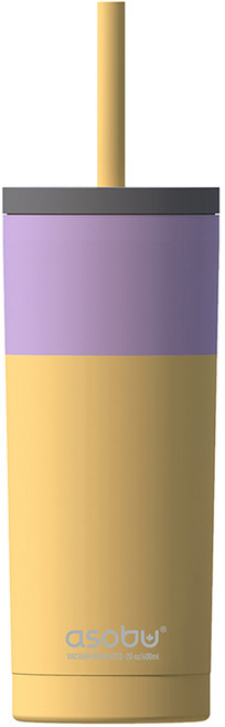 아소부 슈퍼브 시피 스텐 보온보냉 빨대 텀블러, 파스텔옐로우, 600ml, 1개