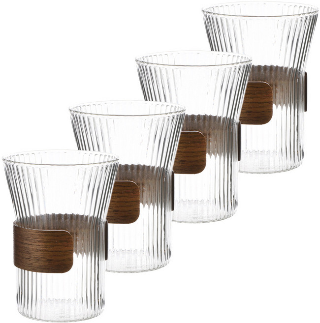 글라스코 우드 컵홀더 커피잔 4p, 투명, 1개