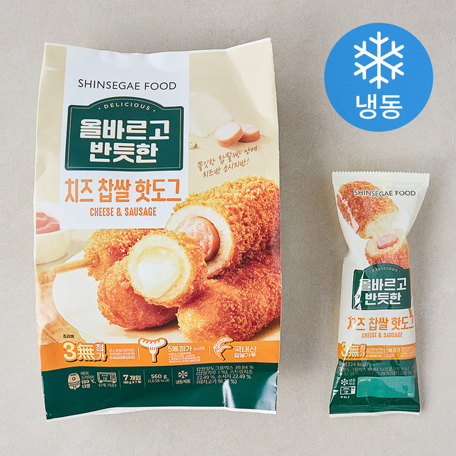 올바르고 반듯한 치즈 찹쌀 핫도그 (냉동), 80g, 7개입, 1개