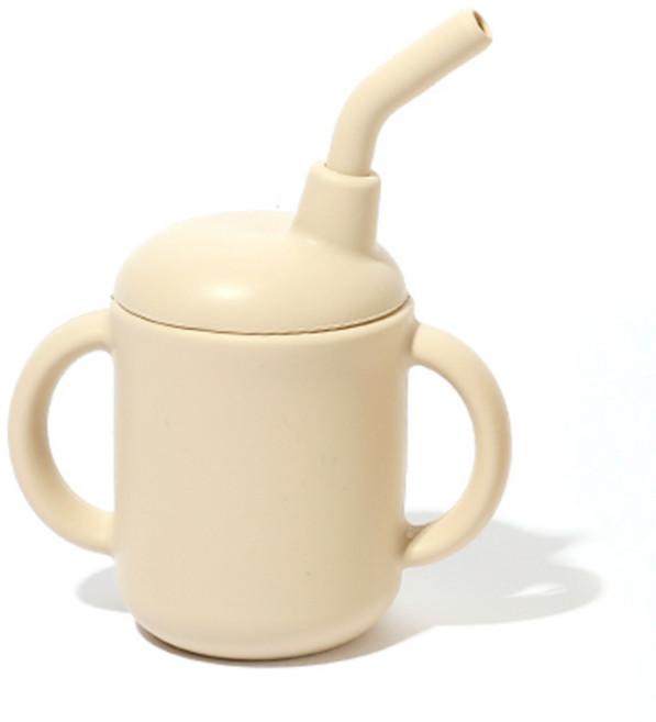 agabang 孩童矽膠吸管杯 120ml, 乳白色, 1個