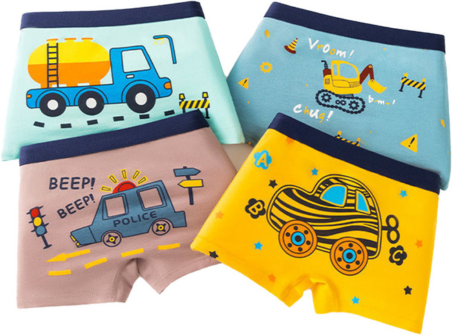 아이뿜 남아용 부릉부릉 자동차 사각 드로즈 팬티 4종 세트 C03