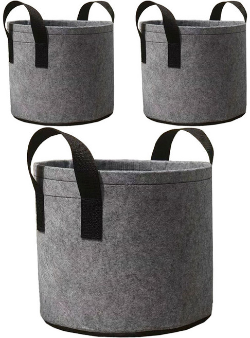 비욘드해밀 식물 부직포 화분, 그레이, 3개
