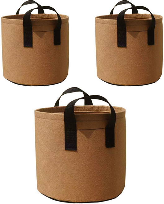 비욘드해밀 식물 부직포 화분, 브라운, 3개