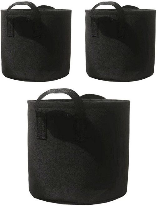 비욘드해밀 식물 부직포 화분, 블랙, 3개