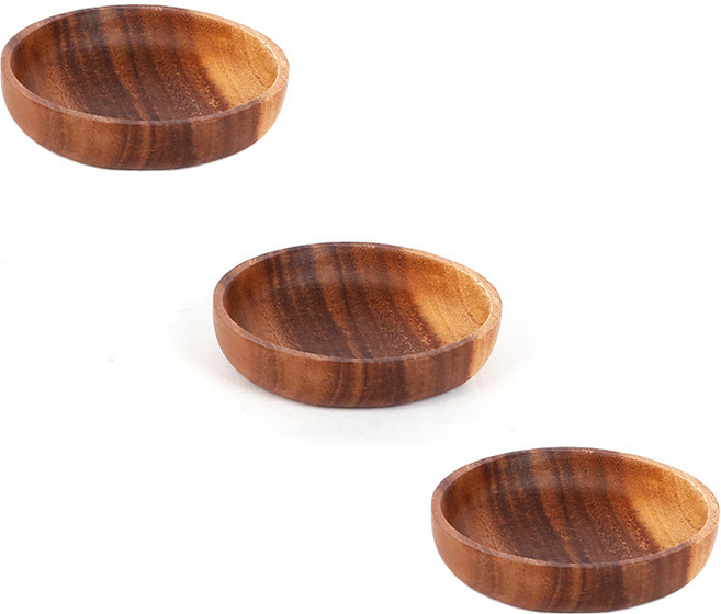 플라라 아카시아 원형접시 3p, 브라운, 3개