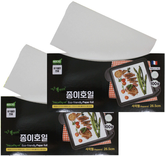 그린텍 쏙쏙 뽑아쓰는 사각 시형 종이 호일, 26.5cm, 100개, 2개