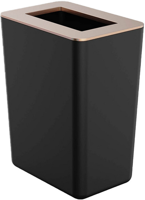 씨에스리빙 레마 오픈 휴지통 사각 10L, 골드블랙