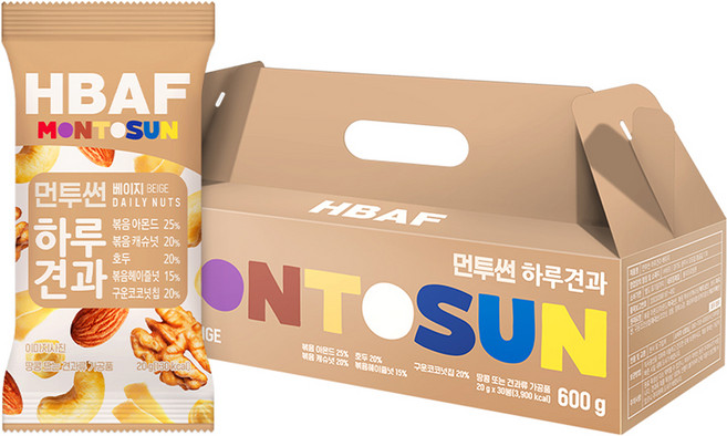 바프 먼투썬 하루견과 베이지 30p 세트, 600g, 1세트
