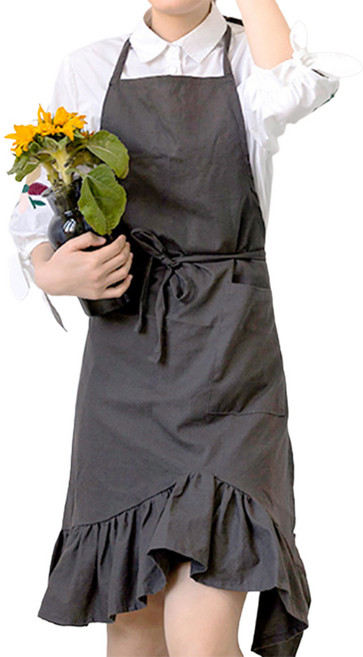 MA 코튼 프릴 페미닌 앞치마, 그레이, 1개